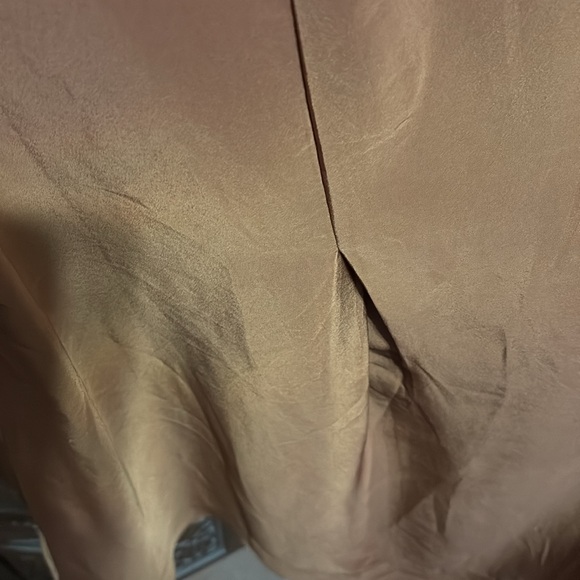 H & M Gorgeous Shade of Rust Satin Finish Dress with Ruffle Sleeves - Picture 6 of 6